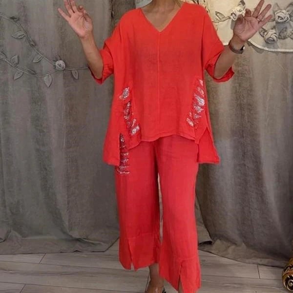 Lunessa - Ensemble femme avec décolleté en V, 2 pièces