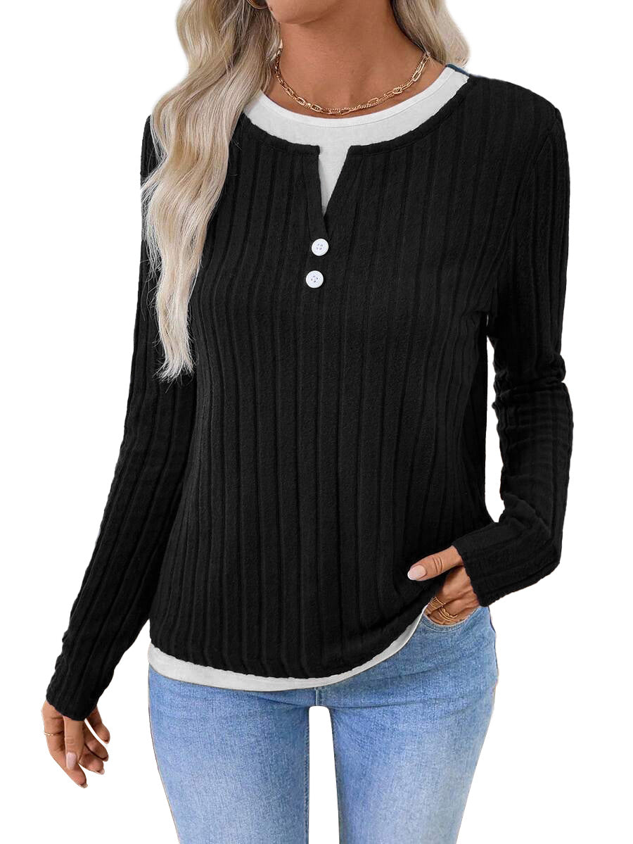 Kalivianne - Long Sleeve Ribbed Winter T-Shirt