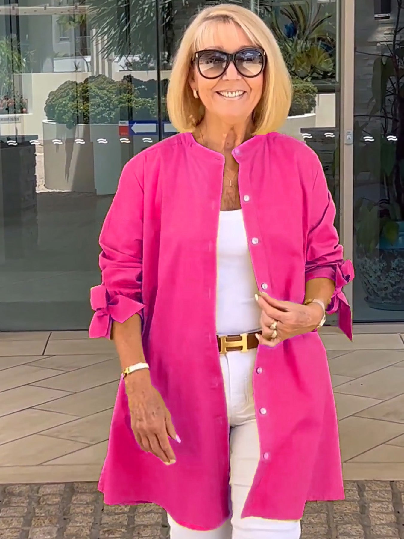 Liora™ - Long Button-Down Cotton Shirt Jacket (Today only: Buy 1, get 1 free!)