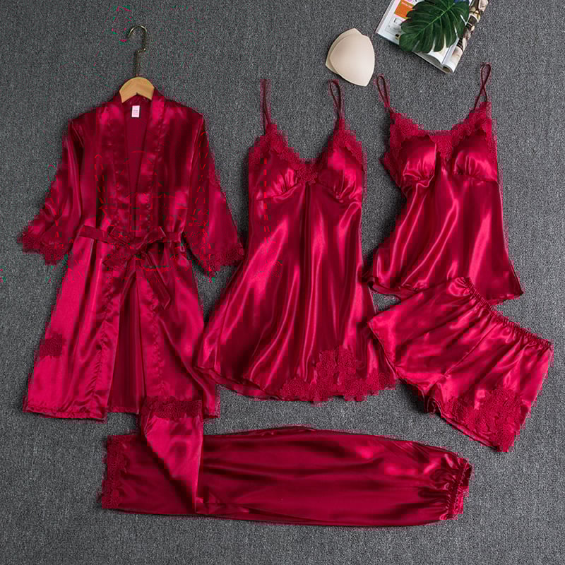Elyssara - Women's 5-Piece Satin Nightwear Set