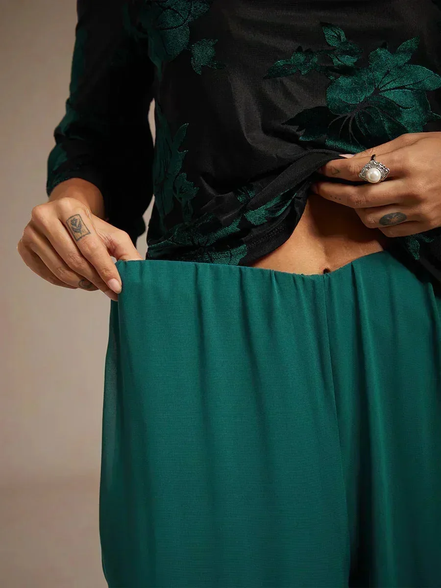 Marilivra - Straight Leg Trousers with Slit in Chiffon