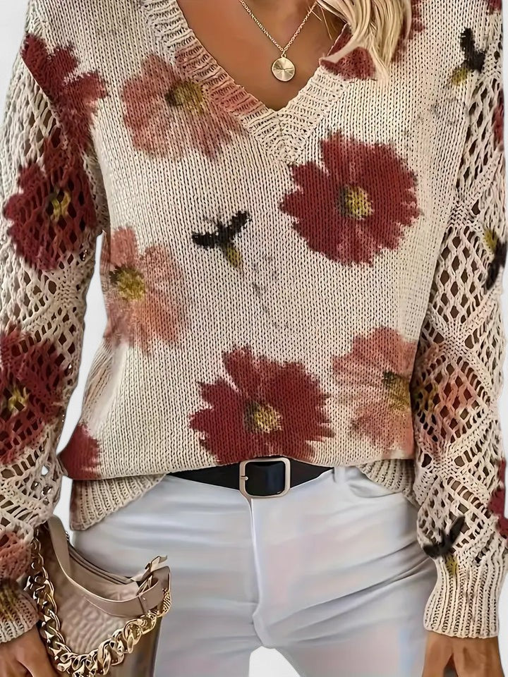 Marisavina - Elegant Vintage Floral Sweater