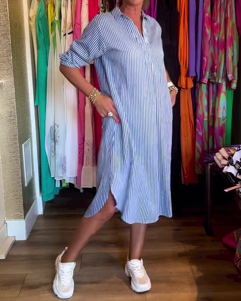 Cato - Robe Chemise Rayée à Col Revers