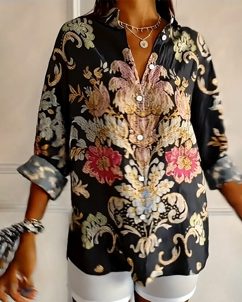 Arelienne - Chemise À Col Boutonnée À Motifs Artistiques