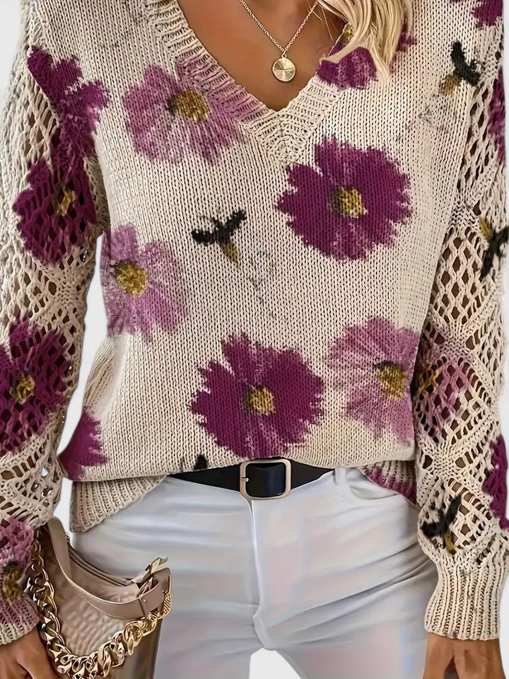 Marisavina - Elegant Vintage Floral Sweater