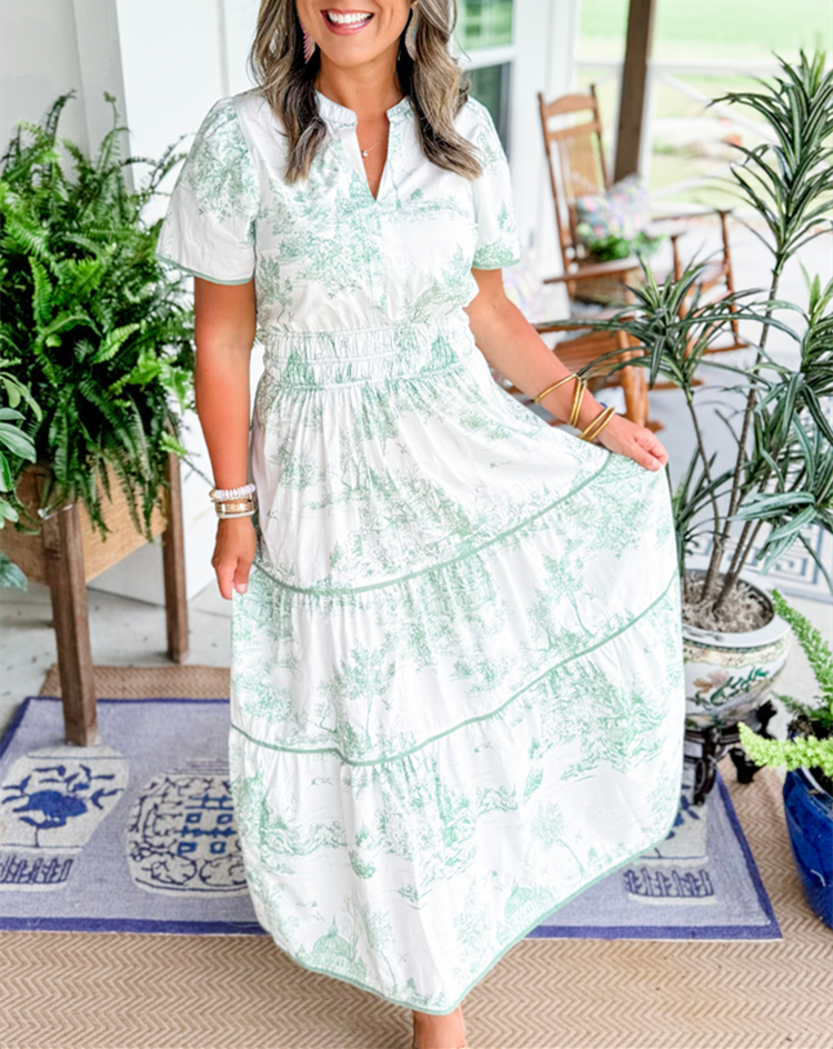 Selindra - Classic Canvas Print Maxi Dress