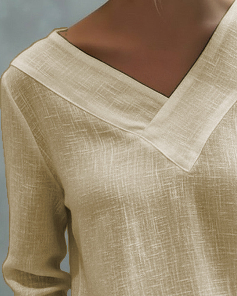 Melyra - Elegant V-Neck Top with Asymmetrical Neckline