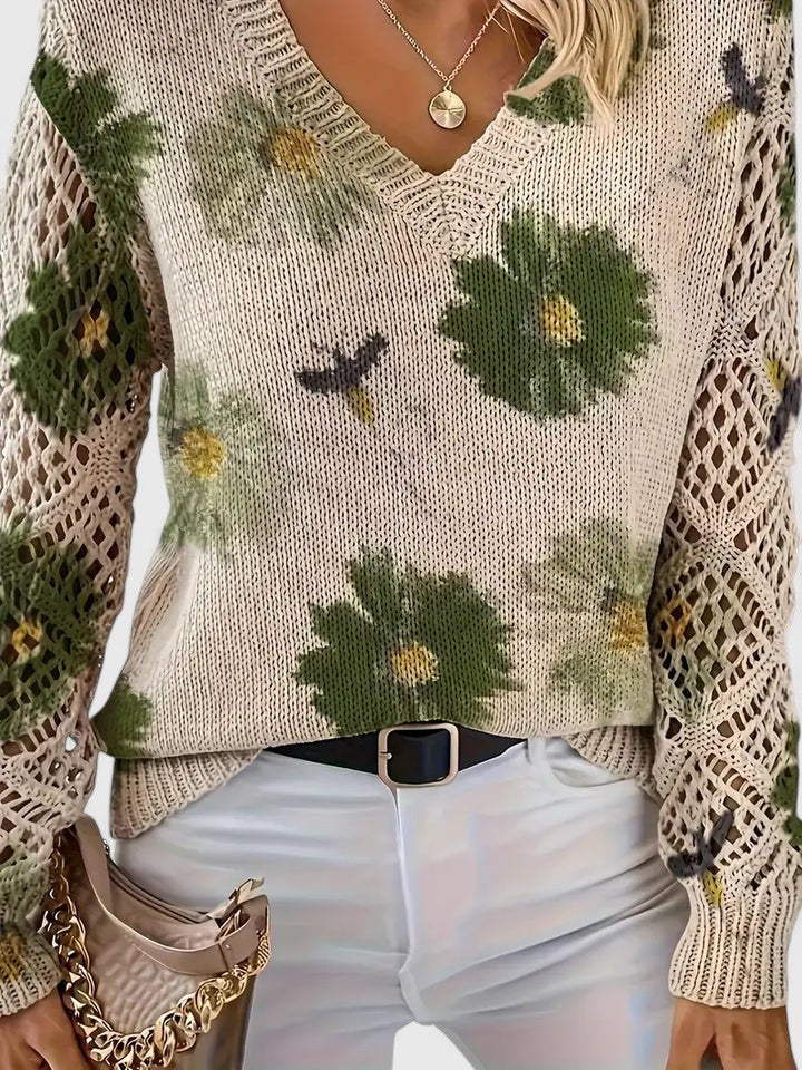 Marisavina - Elegant Vintage Floral Sweater