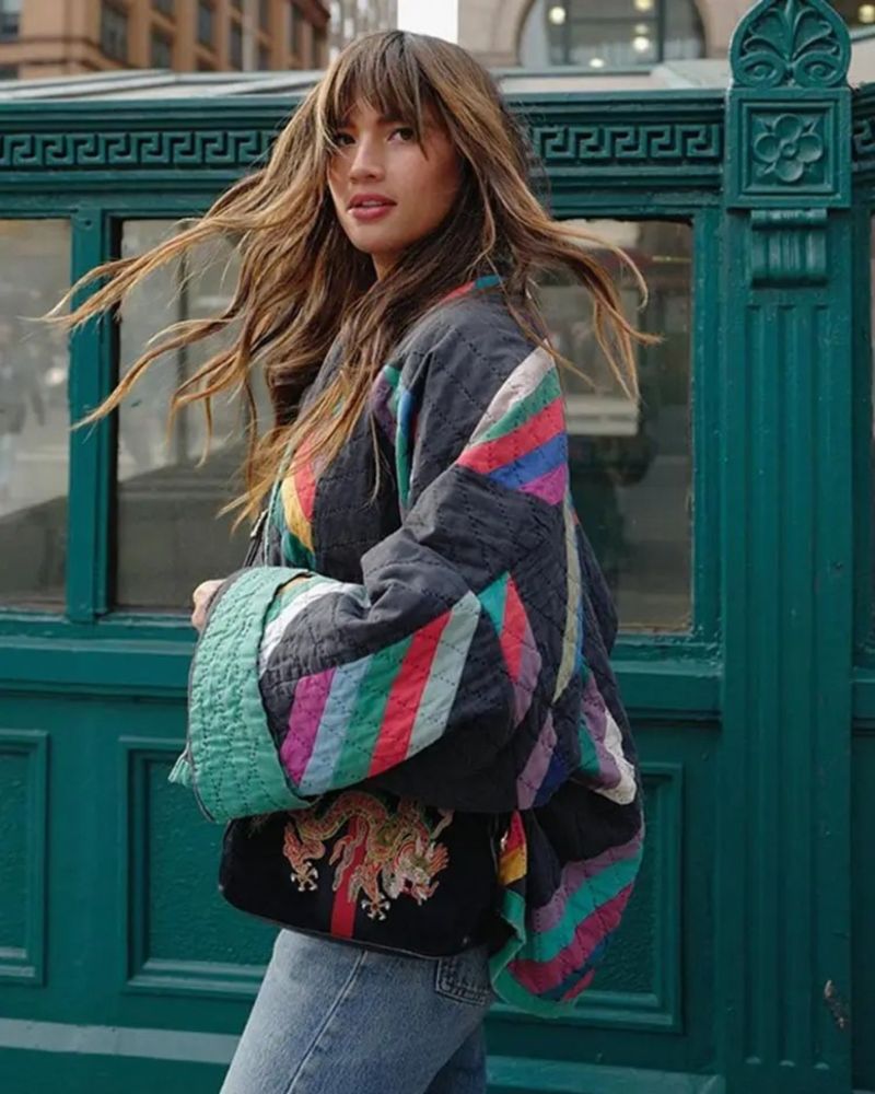 Sabine - Patchwork Cotton Coat with Ruffled Sleeves