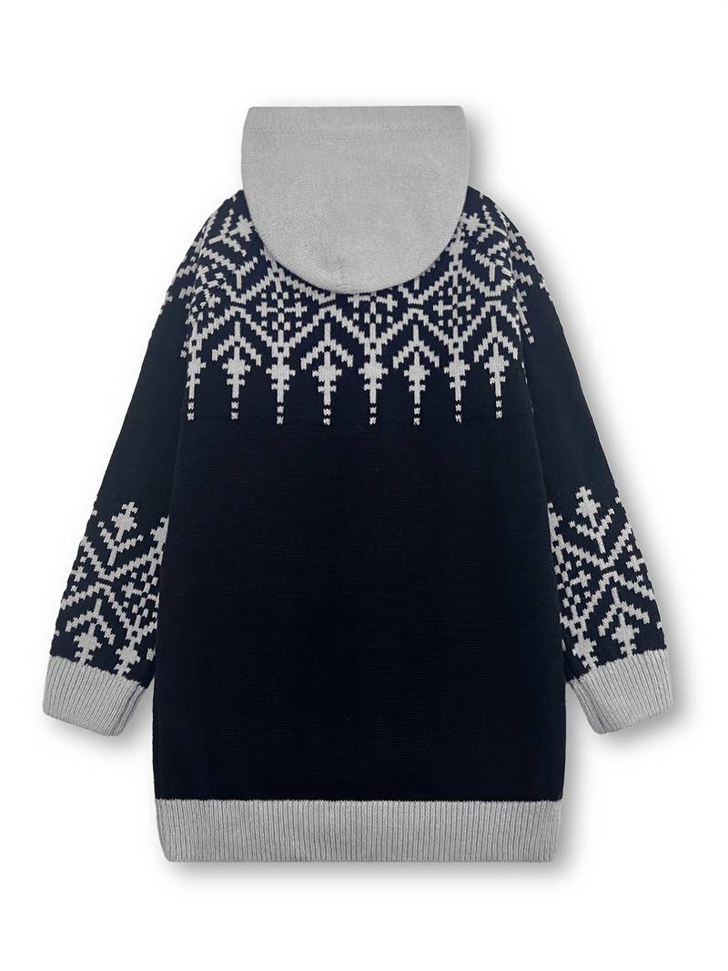 Isaralisse - Oversized Winter Patterned Fabric Coat