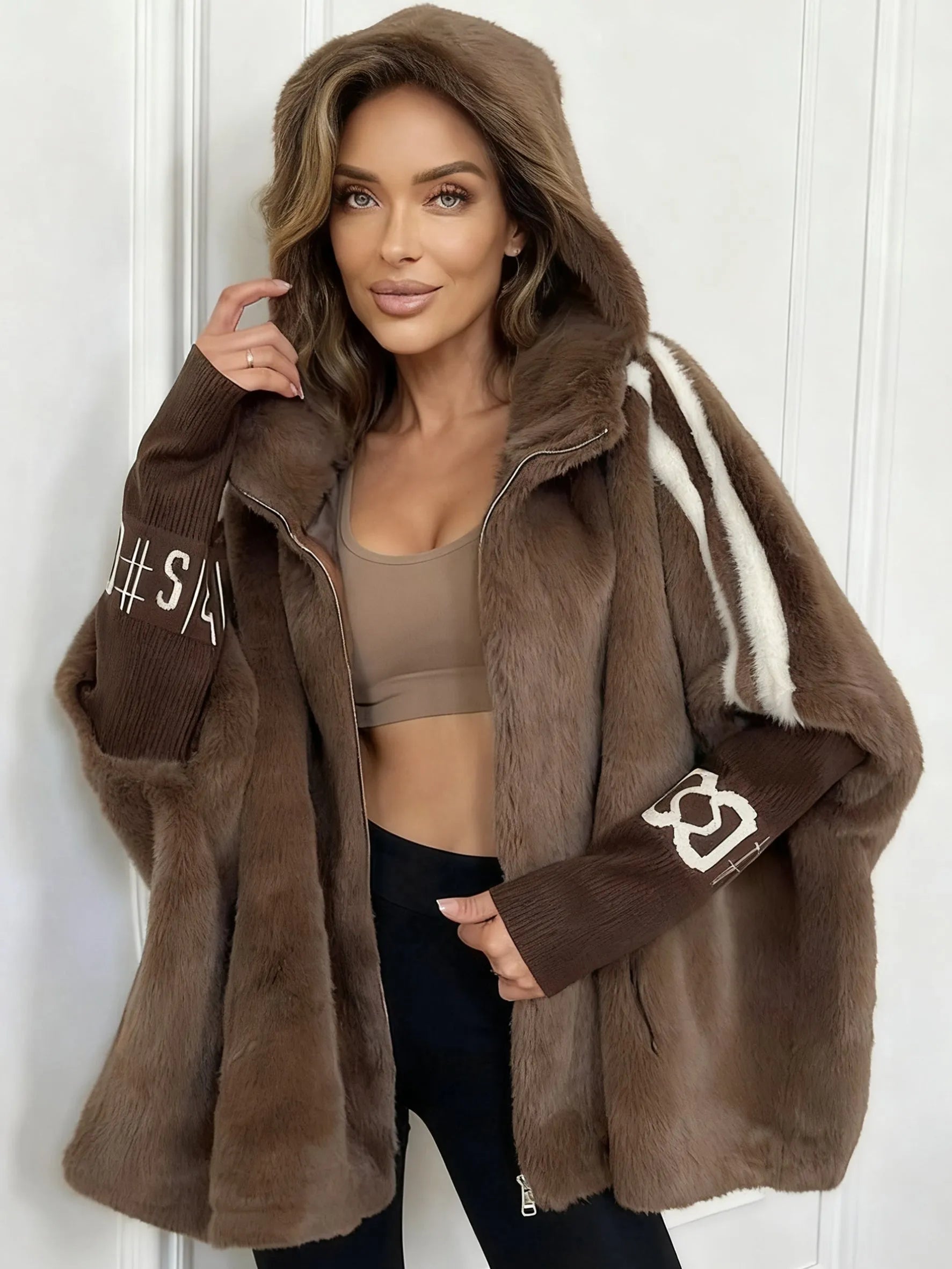 Fioralyn - Women's Faux Fur Hooded Coat