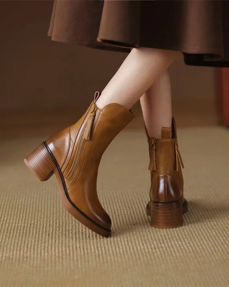 Helara - Bottes en Cuir Noires Élégantes et Confortables