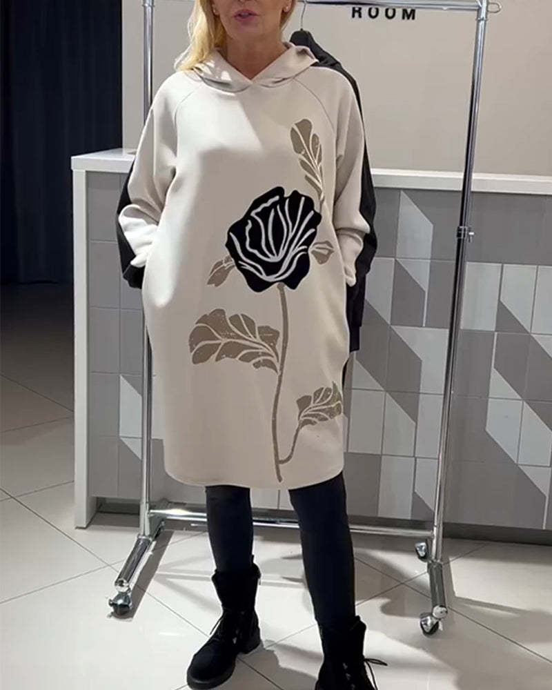 Kalirissa - Robe à Capuche avec Imprimé Fleuri