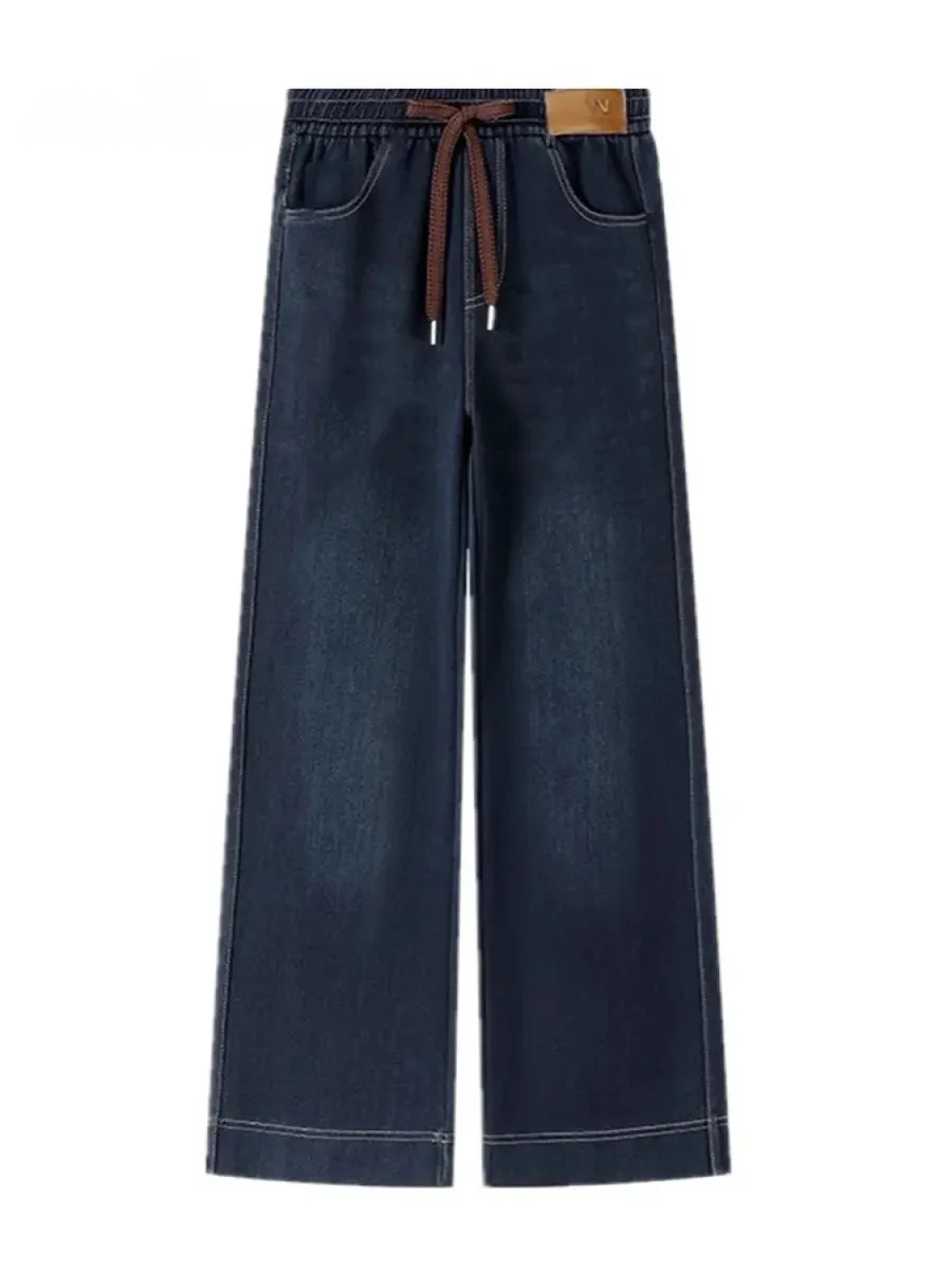 Lunarae - Wide Leg Cotton Trousers with Elastic Waist - Casual