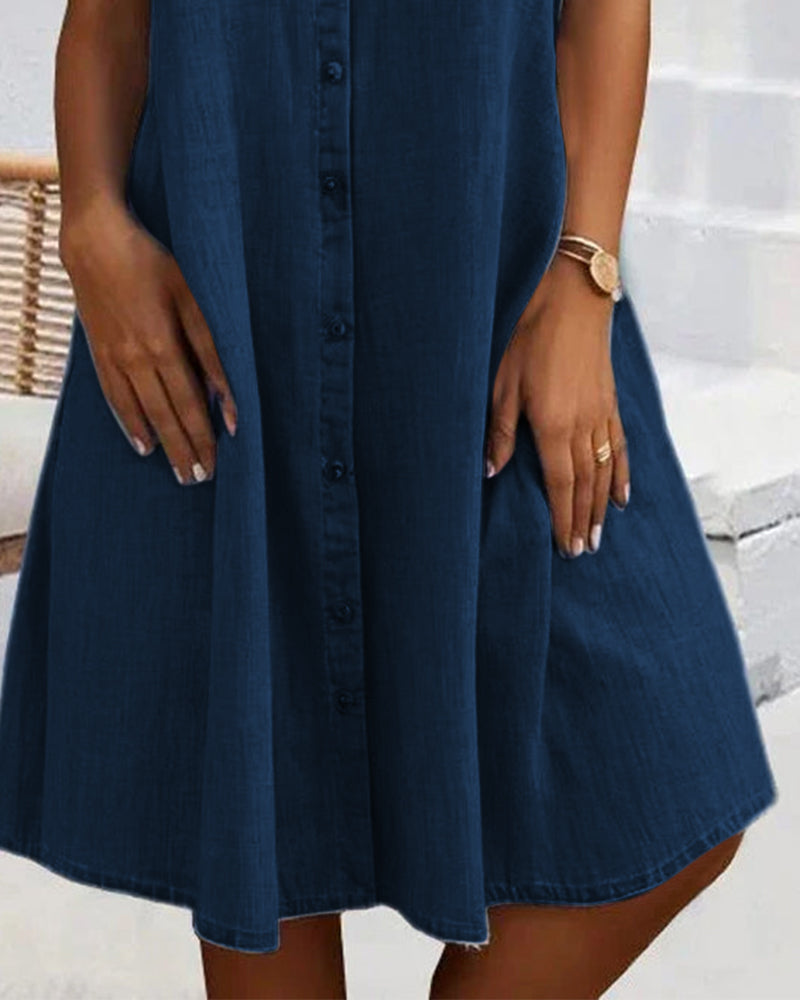 Evelina - Robe Midi à Col Revers et Bouton