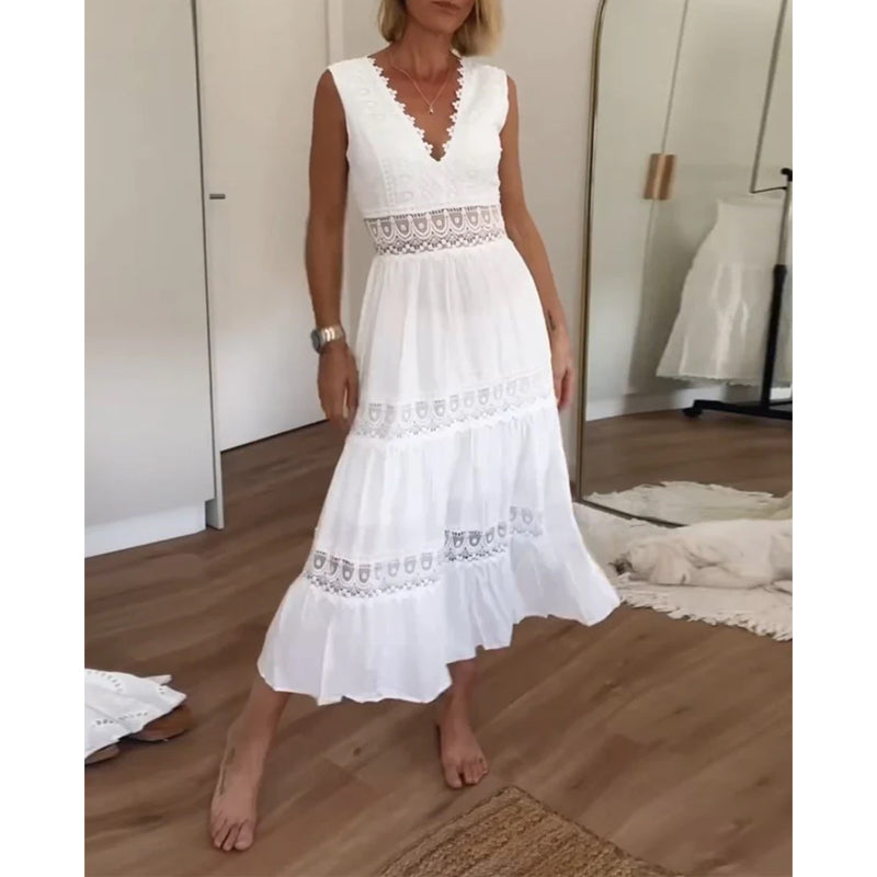 Mirna - Robe débardeur en dentelle avec décolleté en V
