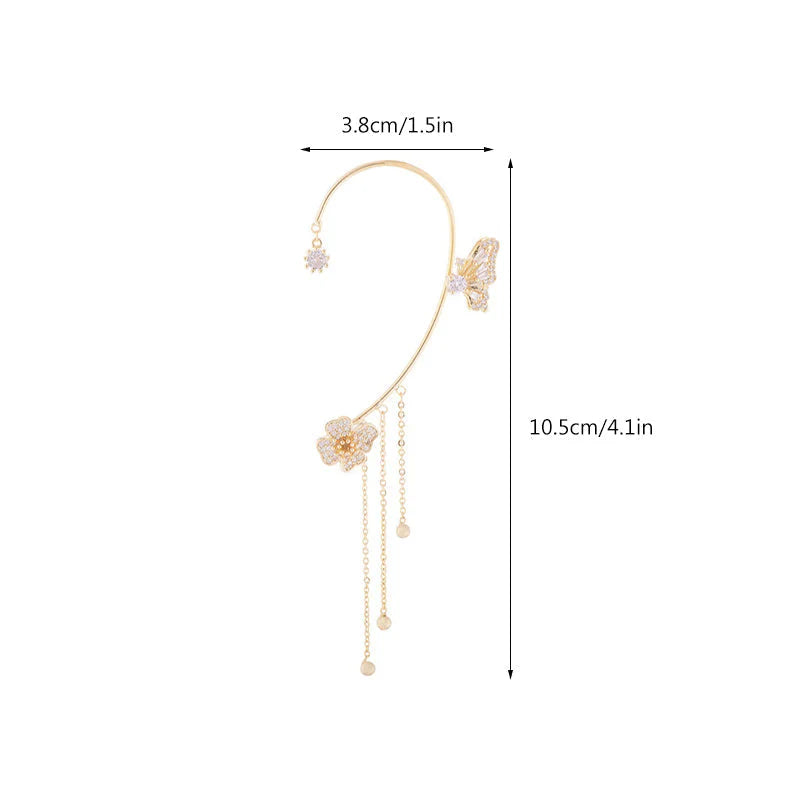 Boucles D'oreilles Fleur Papillon Élégantes Avec Pompons