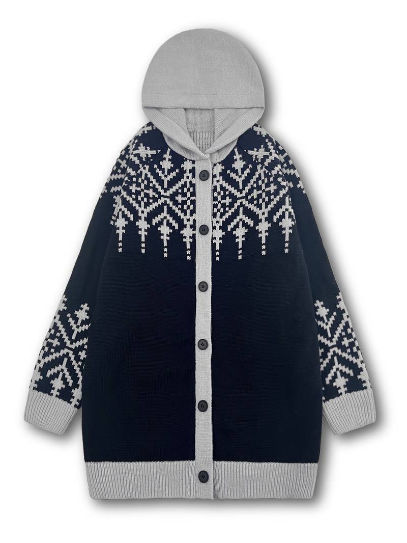 Isaralisse - Oversized Winter Patterned Fabric Coat
