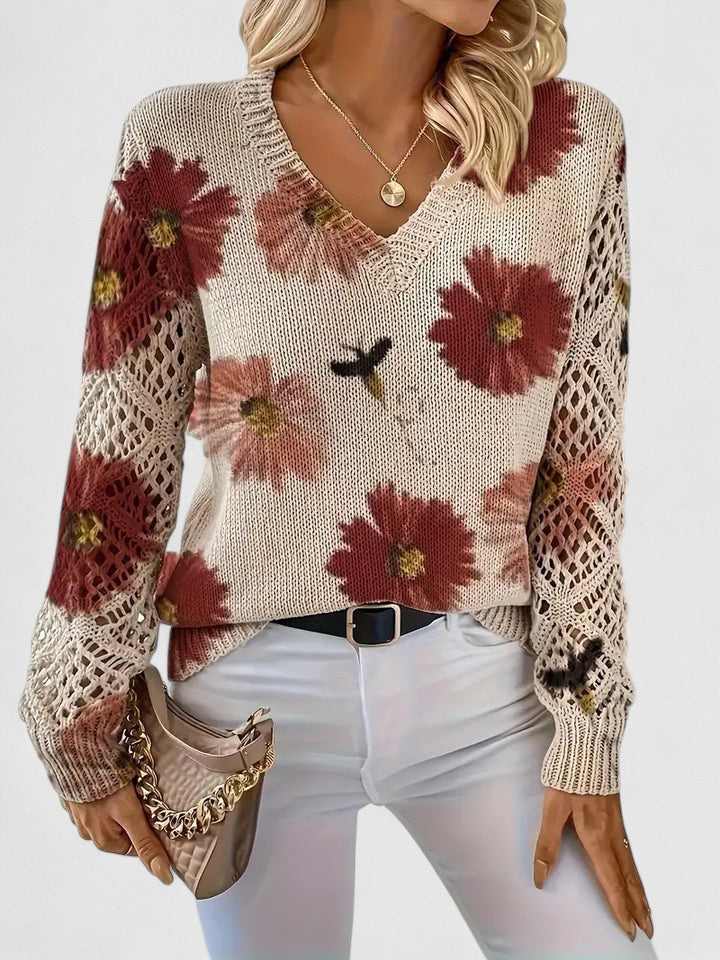 Marisavina - Elegant Vintage Floral Sweater