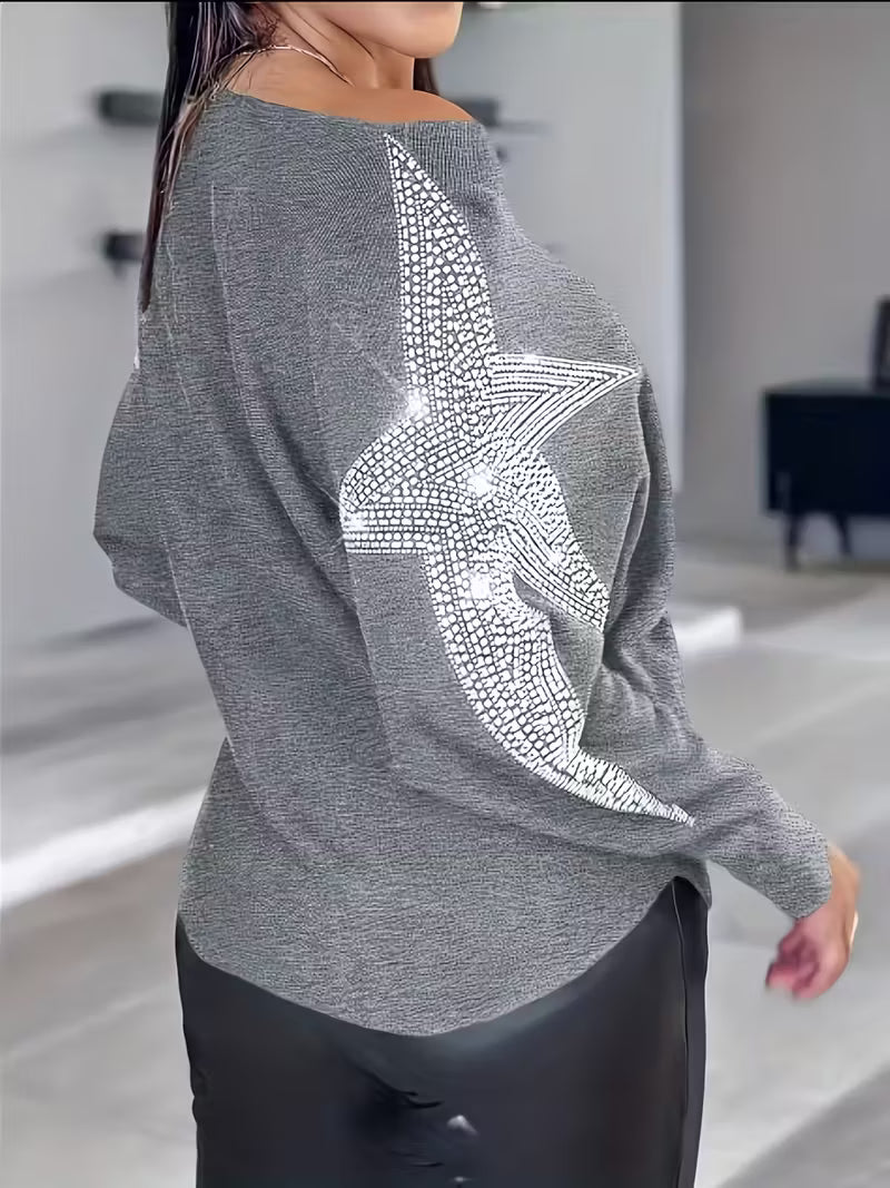 Doralissea - Elegant Long-Sleeved Sweater with Star Print