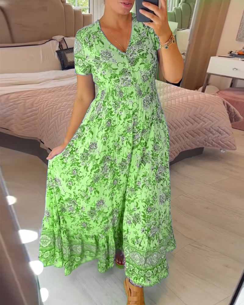 Denise - Robe Maxi à Imprimé Floral et Décolleté en V