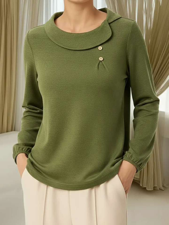 Queliravelle - Haut Femme Confortable en Coton avec Col Peter Pan