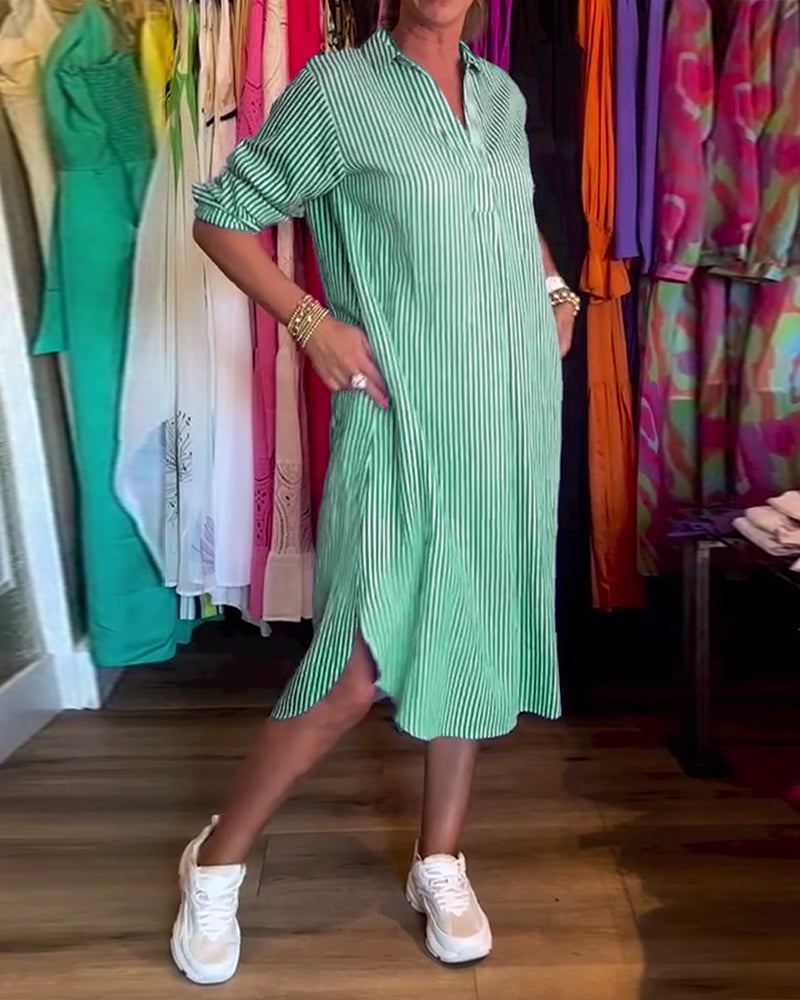 Cato - Robe Chemise Rayée à Col Revers