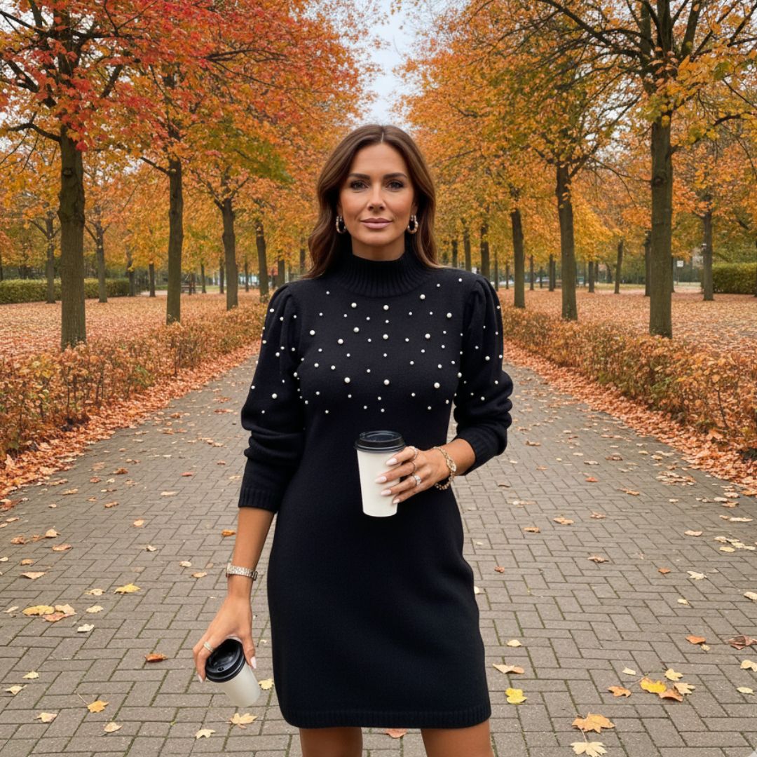 Kavina - Robe Chaude avec Détails Élégants