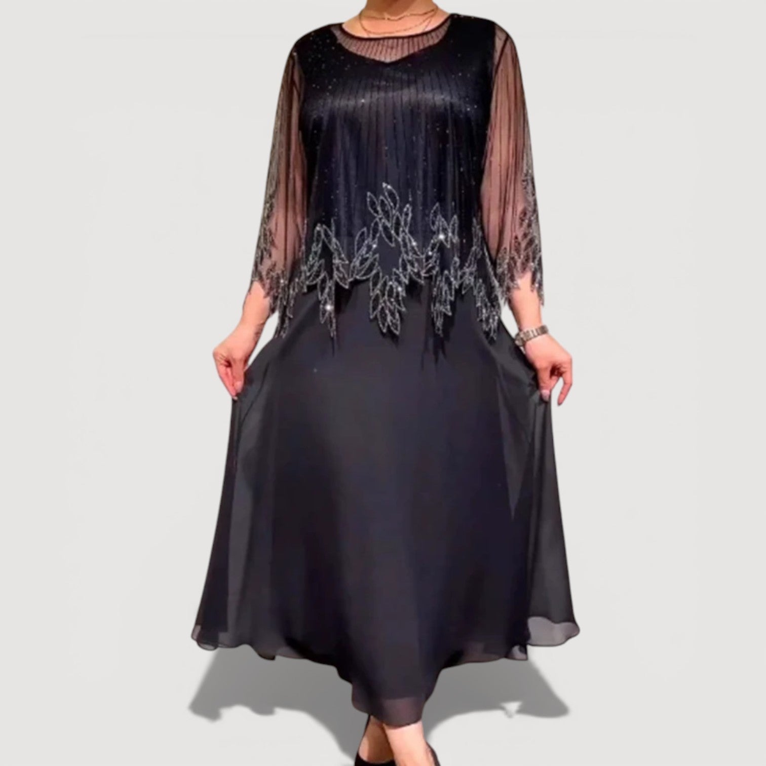 Cyralia - Elegant Flowing Evening Midi Dress