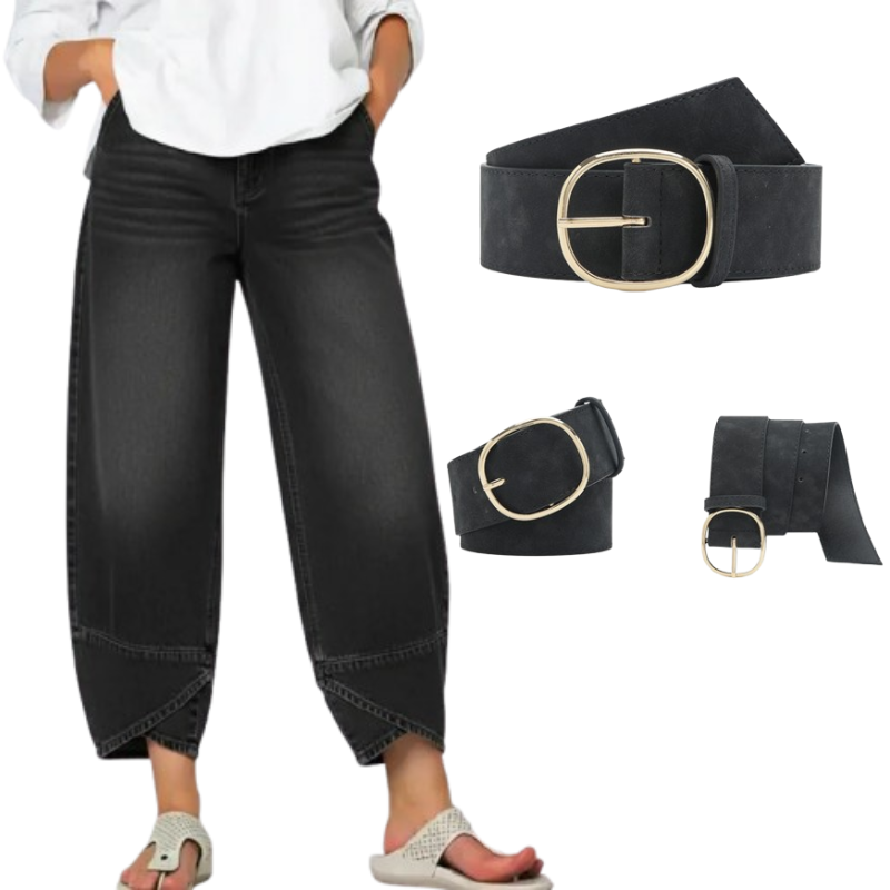 Havina - Women's Modern Wide-Leg Crossover Jeans