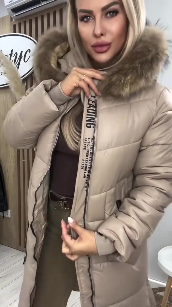 Elysavine - Manteau Long Hiver avec Col en Fourrure