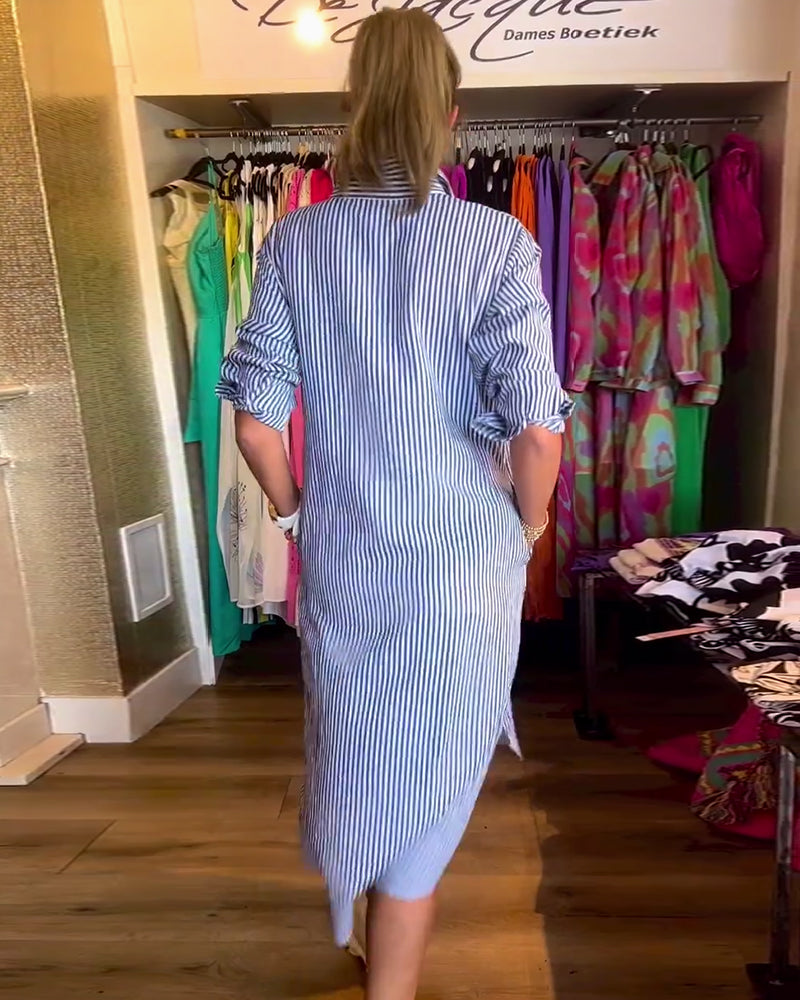 Cato - Robe Chemise Rayée à Col Revers