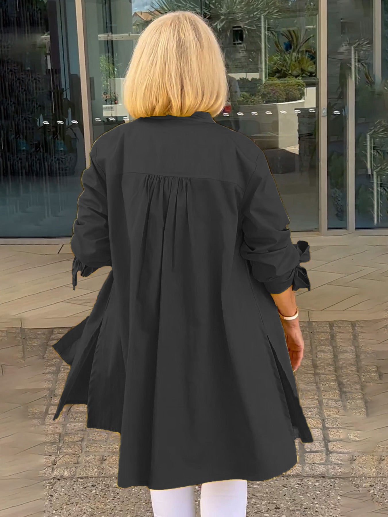 Liora™ - Long Button-Down Cotton Shirt Jacket (Today only: Buy 1, get 1 free!)
