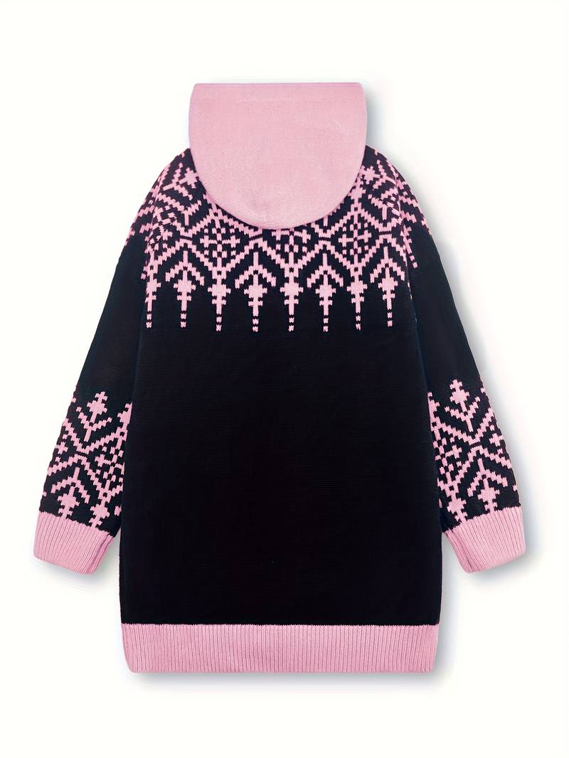 Isaralisse - Oversized Winter Patterned Fabric Coat