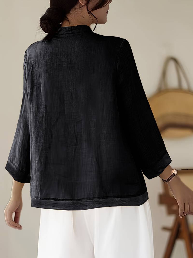 Celmira - Vintage Loose Shirt with Tie Closure