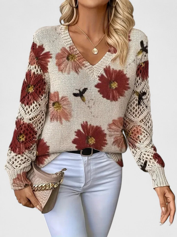 Marisavina - Elegant Vintage Floral Sweater