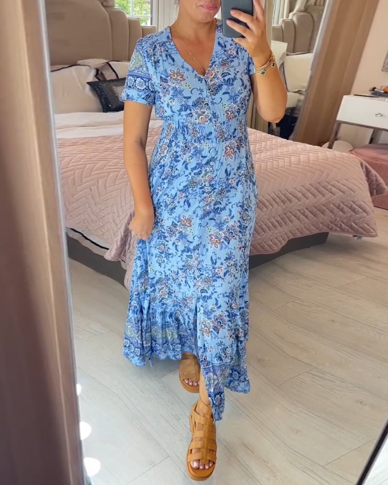 Denise - Robe Maxi à Imprimé Floral et Décolleté en V