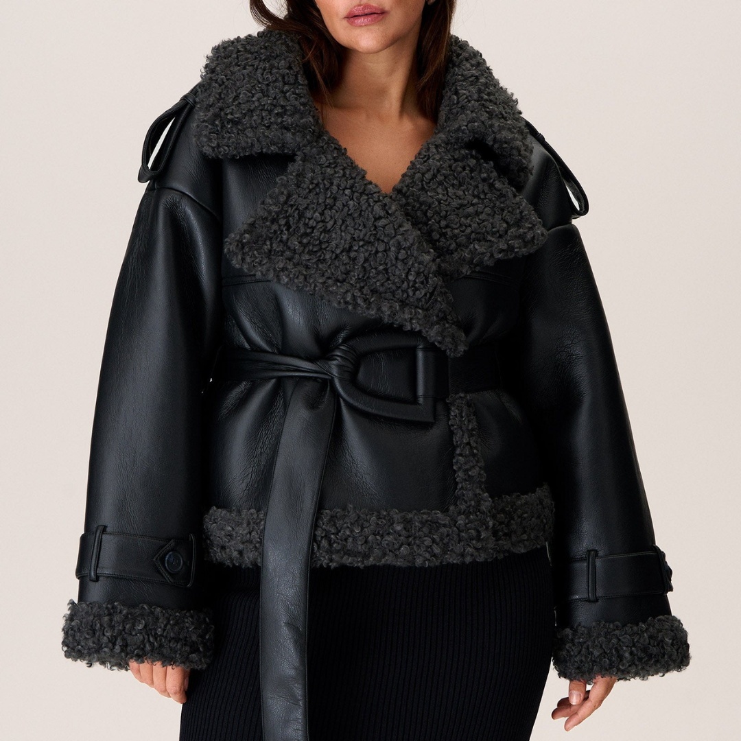 Dorelya - Belted Shearling Coat Winter Elegance