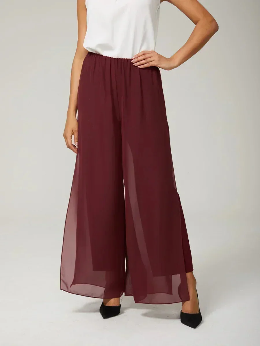 Marilivra - Straight Leg Trousers with Slit in Chiffon