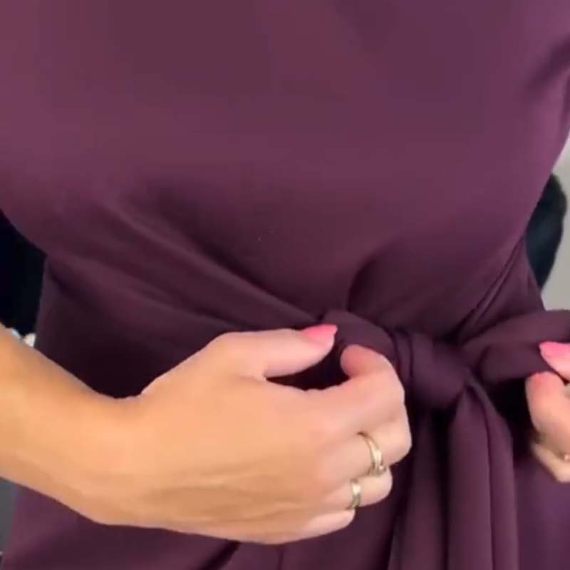 Marialisse - Robe Midi Élégante avec Nœud et Fente Chic