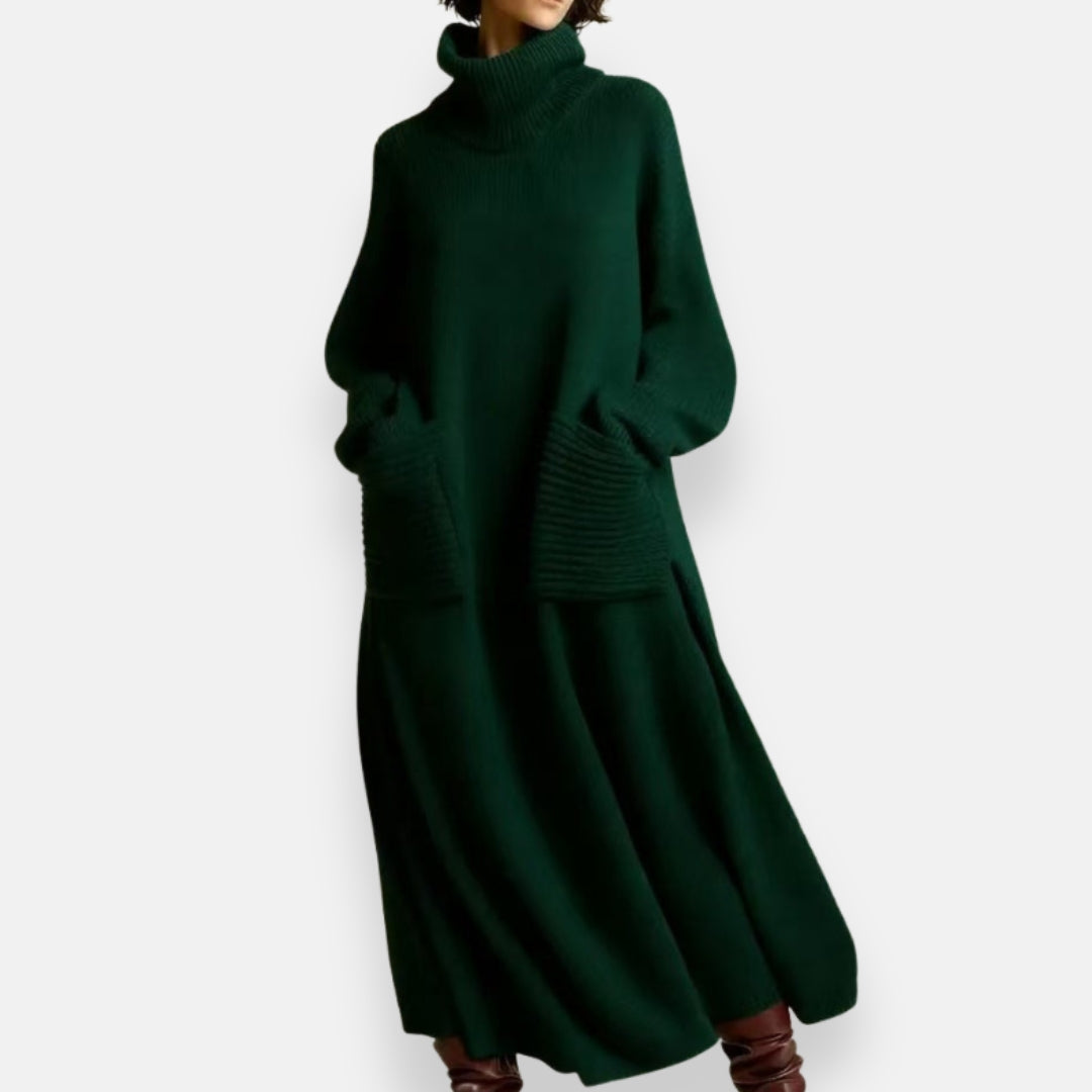 Alyndra - Long Knit Dress with High Neck