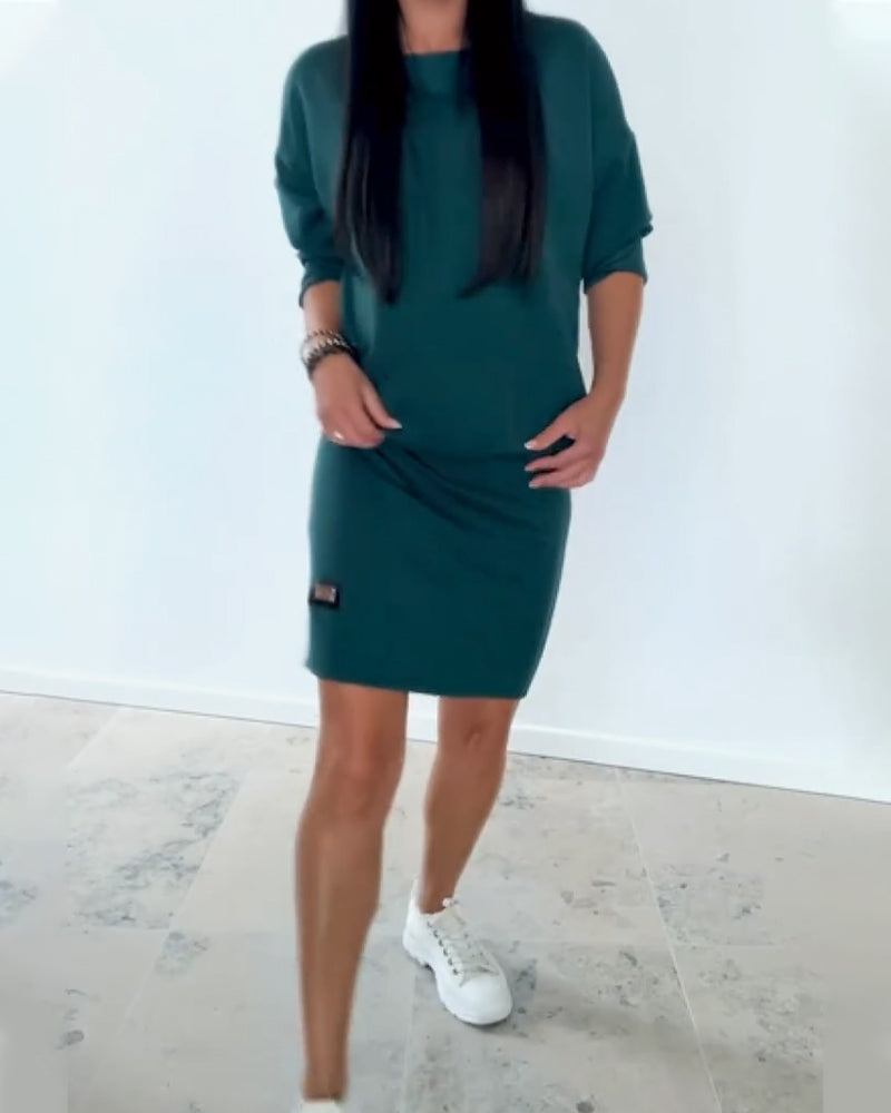 Jovirae - Robe Droite Décontractée à Manches Longues