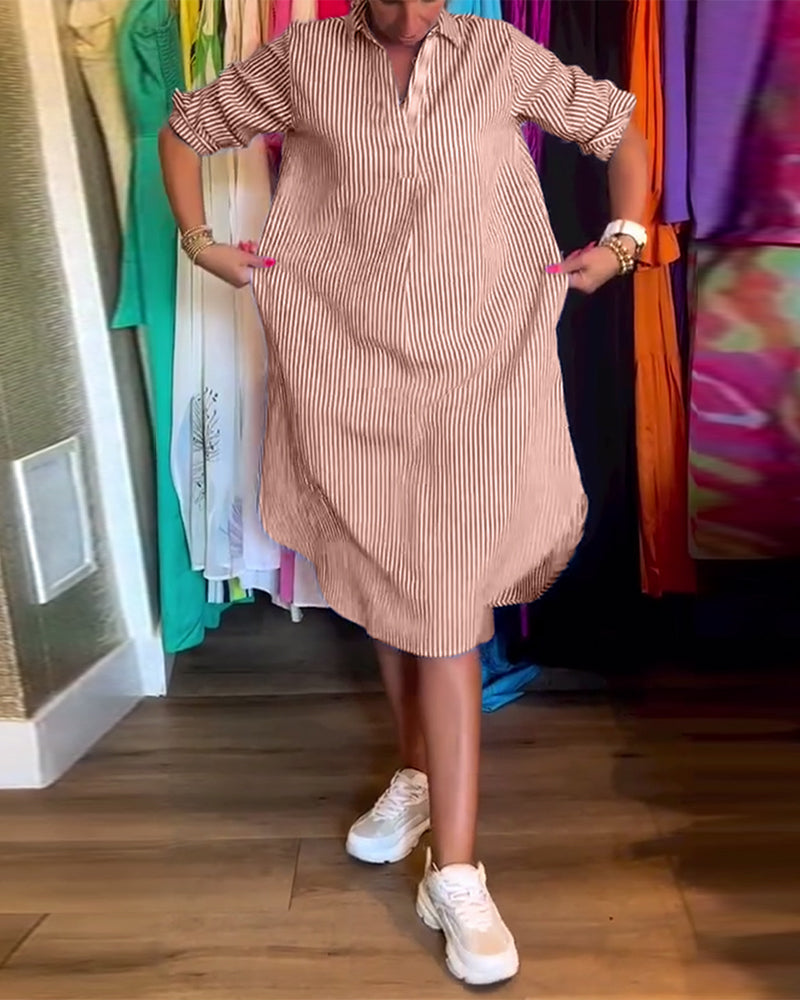 Cato - Robe Chemise Rayée à Col Revers