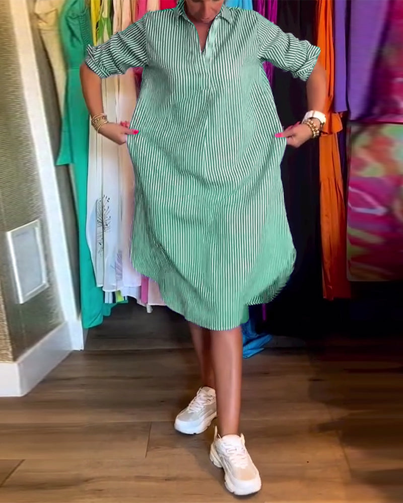 Cato - Robe Chemise Rayée à Col Revers