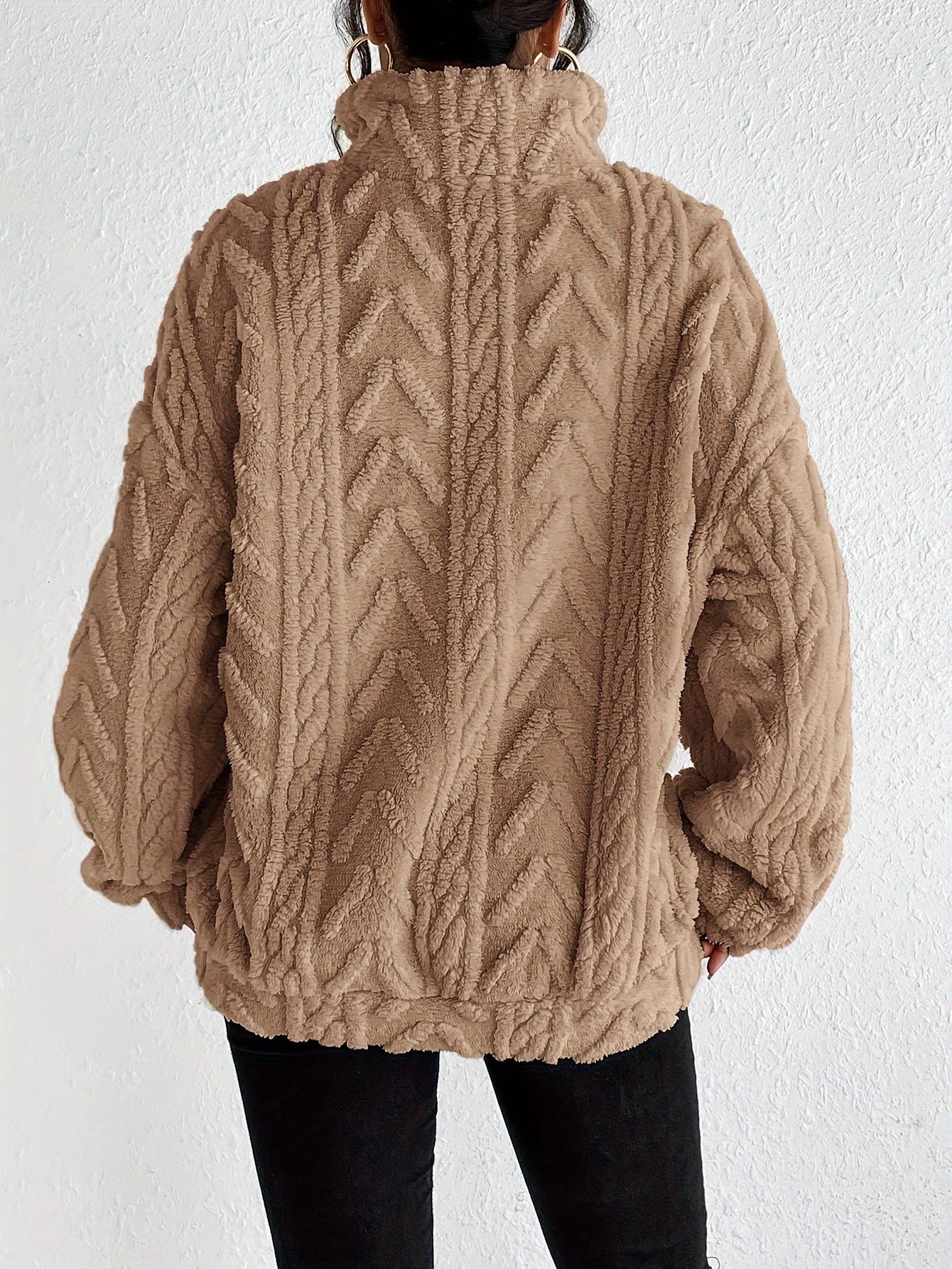 Claudette - Sweatshirt Luxe en Fleece à Tricot Cable