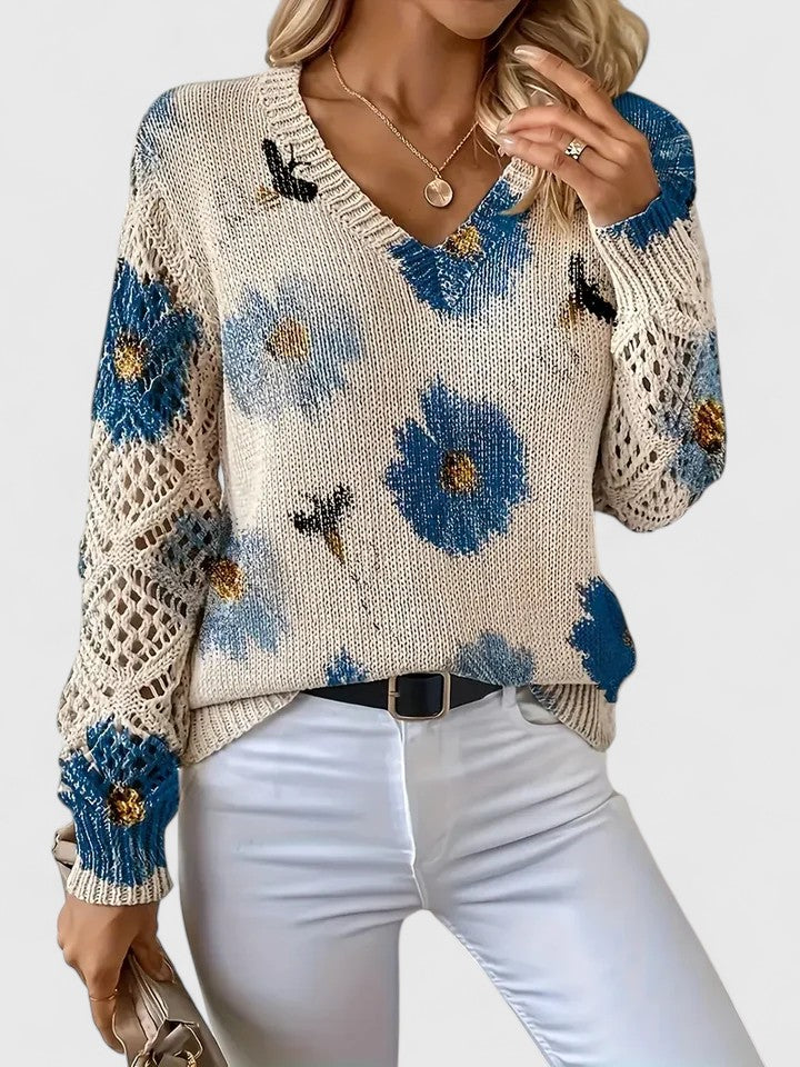 Marisavina - Elegant Vintage Floral Sweater