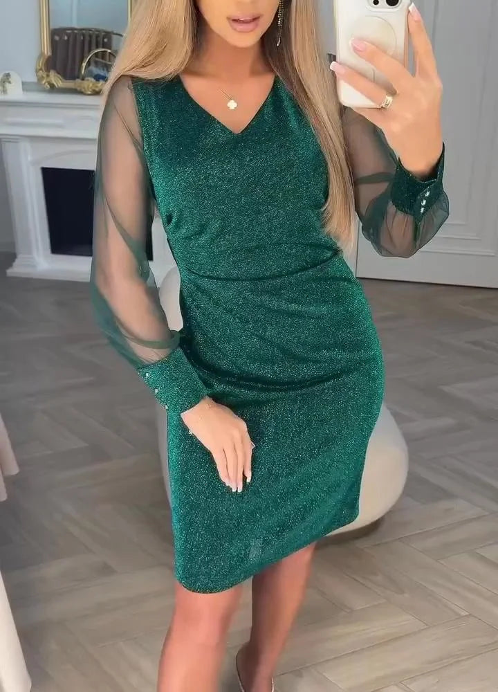 Cyenoria - Chic midi dress Lumière et Patchwork