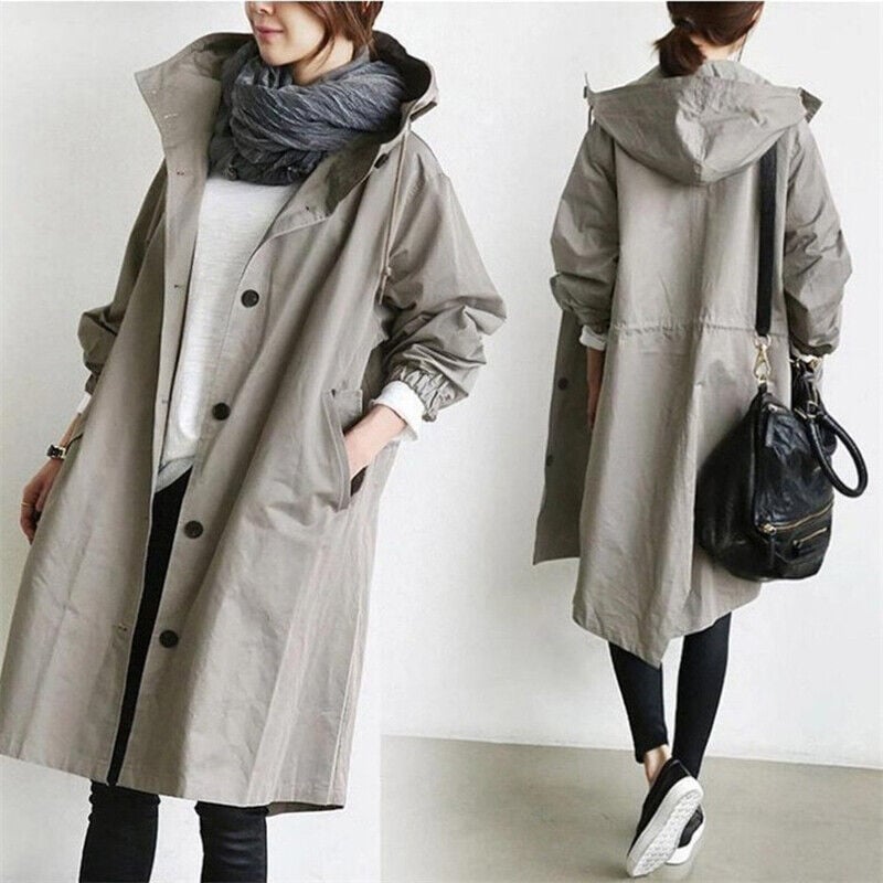 Henriette - Elegant women's long cardigan with collar and pockets