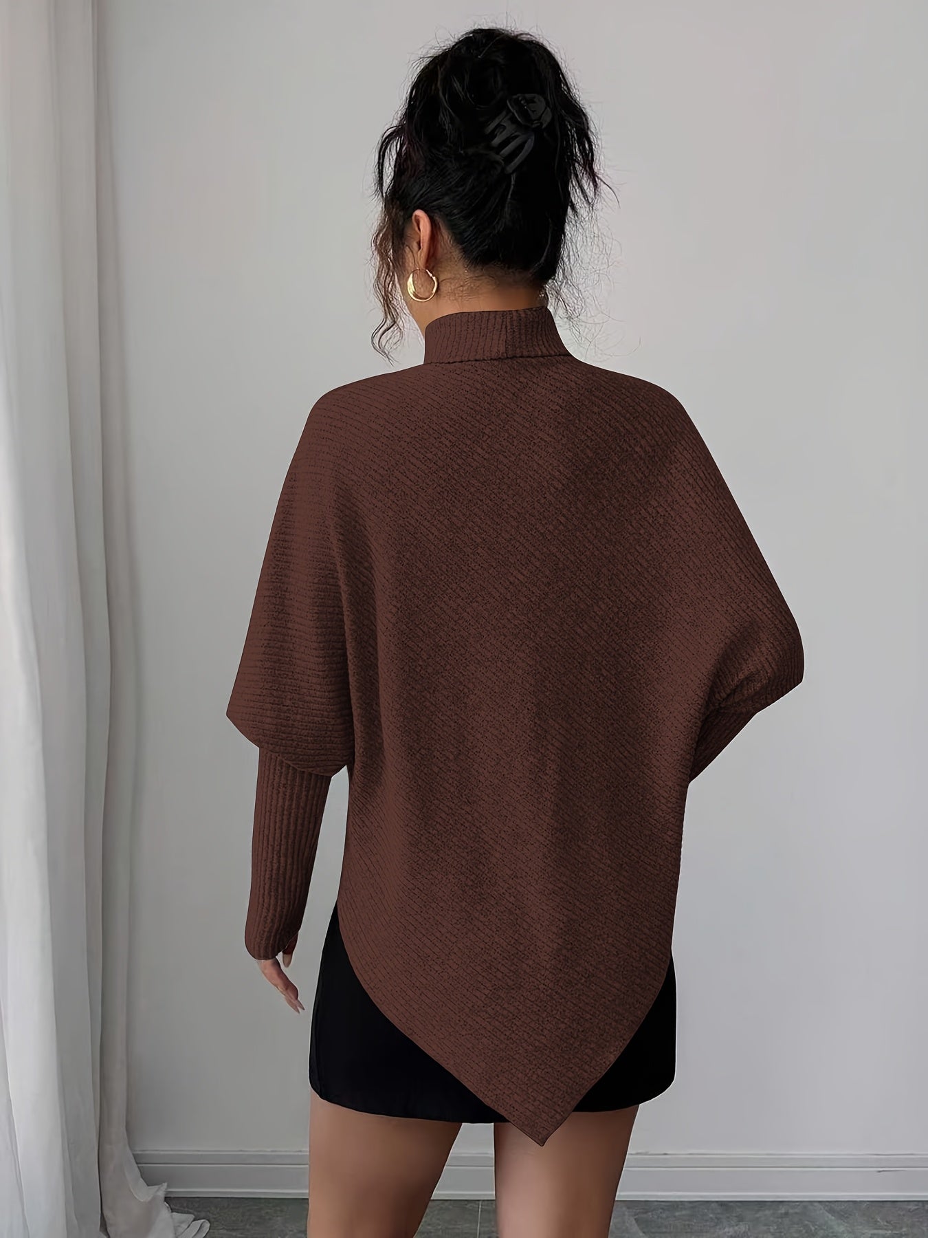 Ilyssa - Asymmetrical High Neck Sweater, Modern Elegance