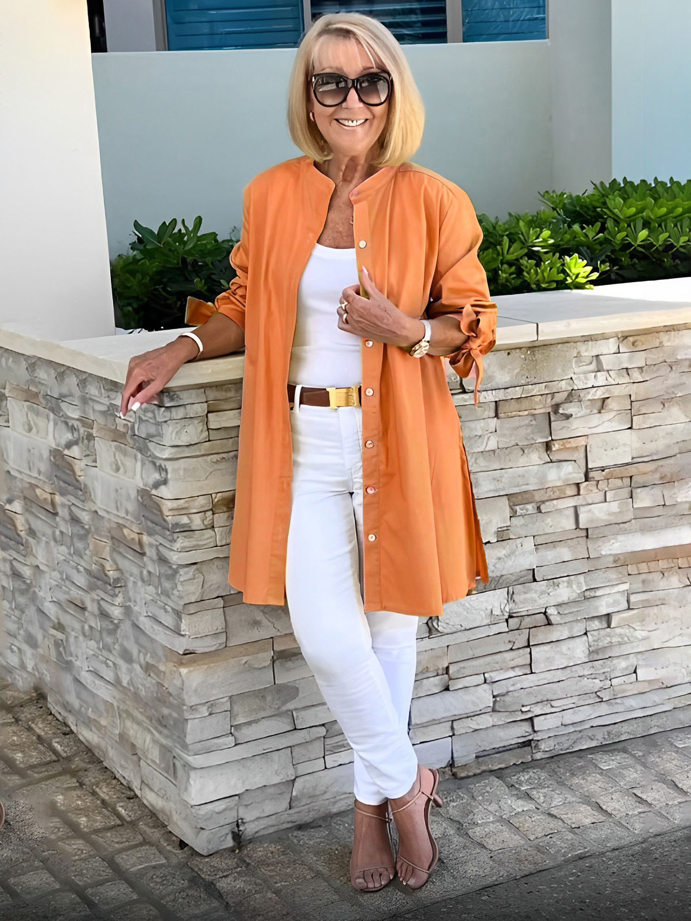 Liora™ - Long Button-Down Cotton Shirt Jacket (Today only: Buy 1, get 1 free!)